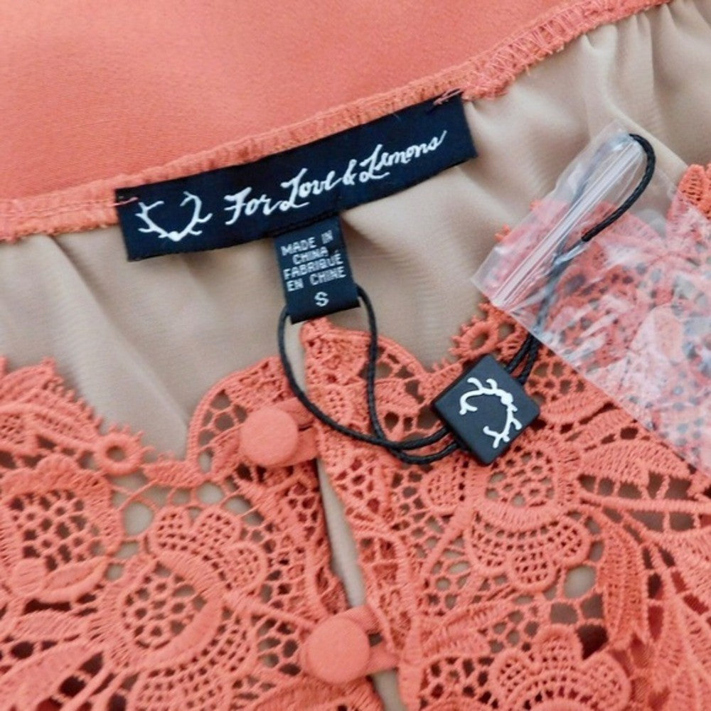 NEW!! FOR LOVE AND LEMONS Sienna Dress Lace Keyhole Mini Party Romantic Small