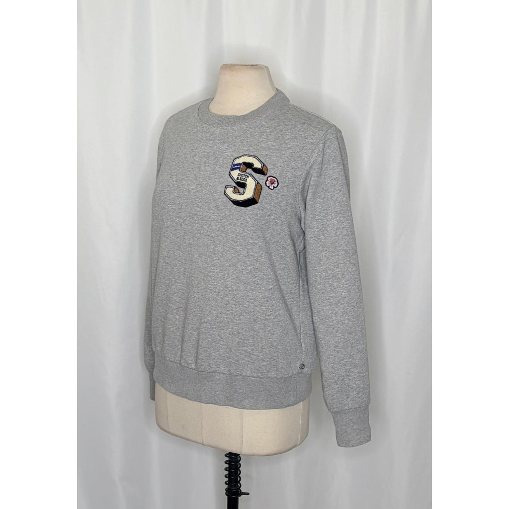 SCOTCH & SODA Artwork Crew Neck Sweatshirt Gray Monogram S Academia Medium
