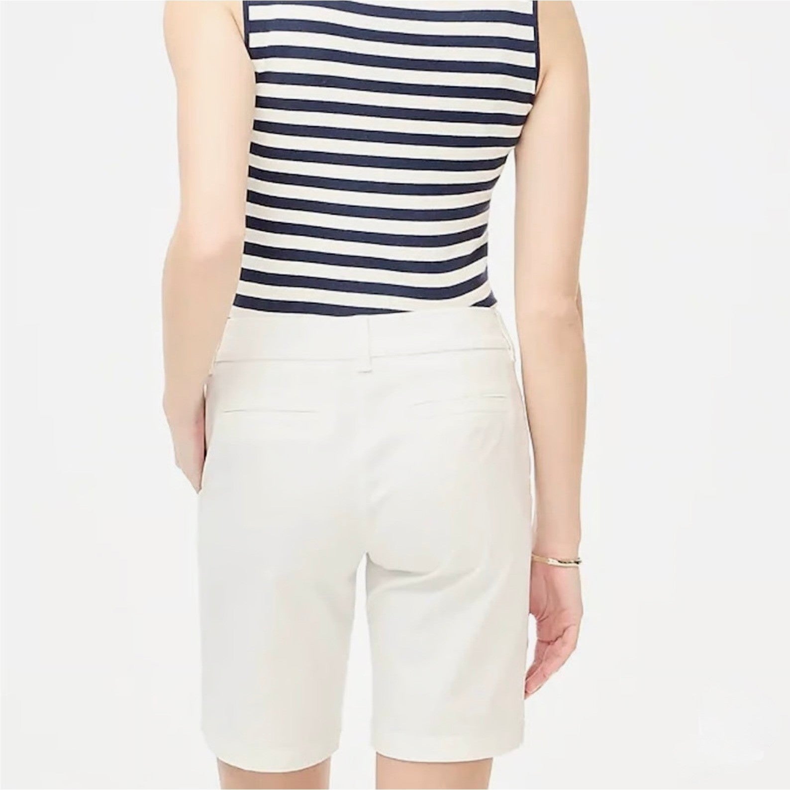 NWT!! J. CREW Factory 9" Frankie Bermuda Chino Shorts Solid White Preppy Size 12