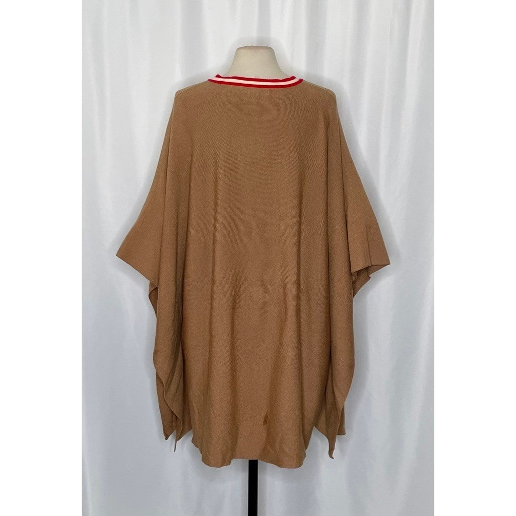 MERSEA Anywhere V Neck Poncho Birch Brown Red Stripe Mer Sea One Size OS
