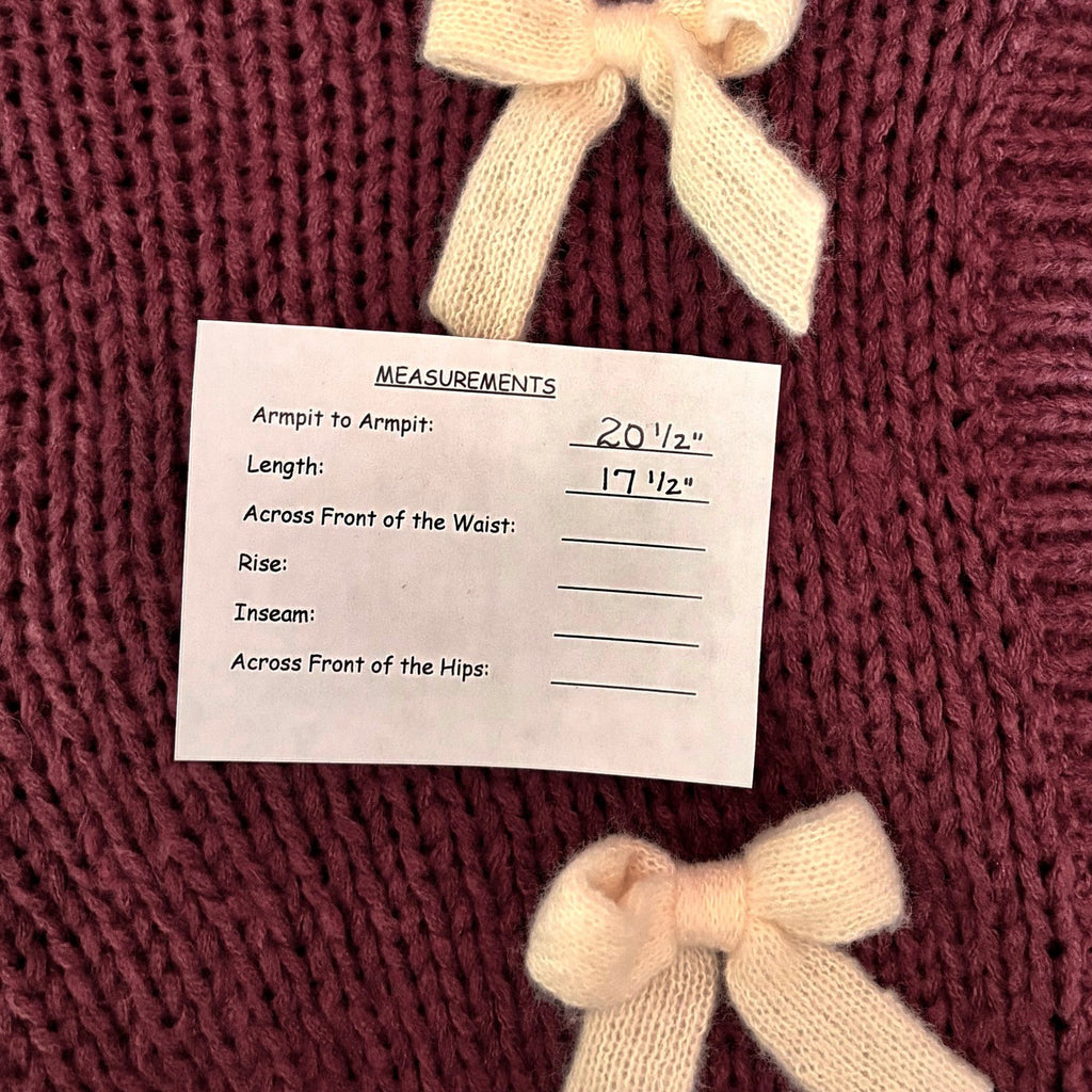 NWT!! Anthropologie MAEVE The Alicia 3D Bow Cropped Cardigan Dark Wine One Size