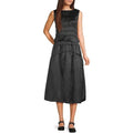 NWT!! MOD REF Black Taffeta Midi Tiered Skirt Solid Elastic Waist X-Small