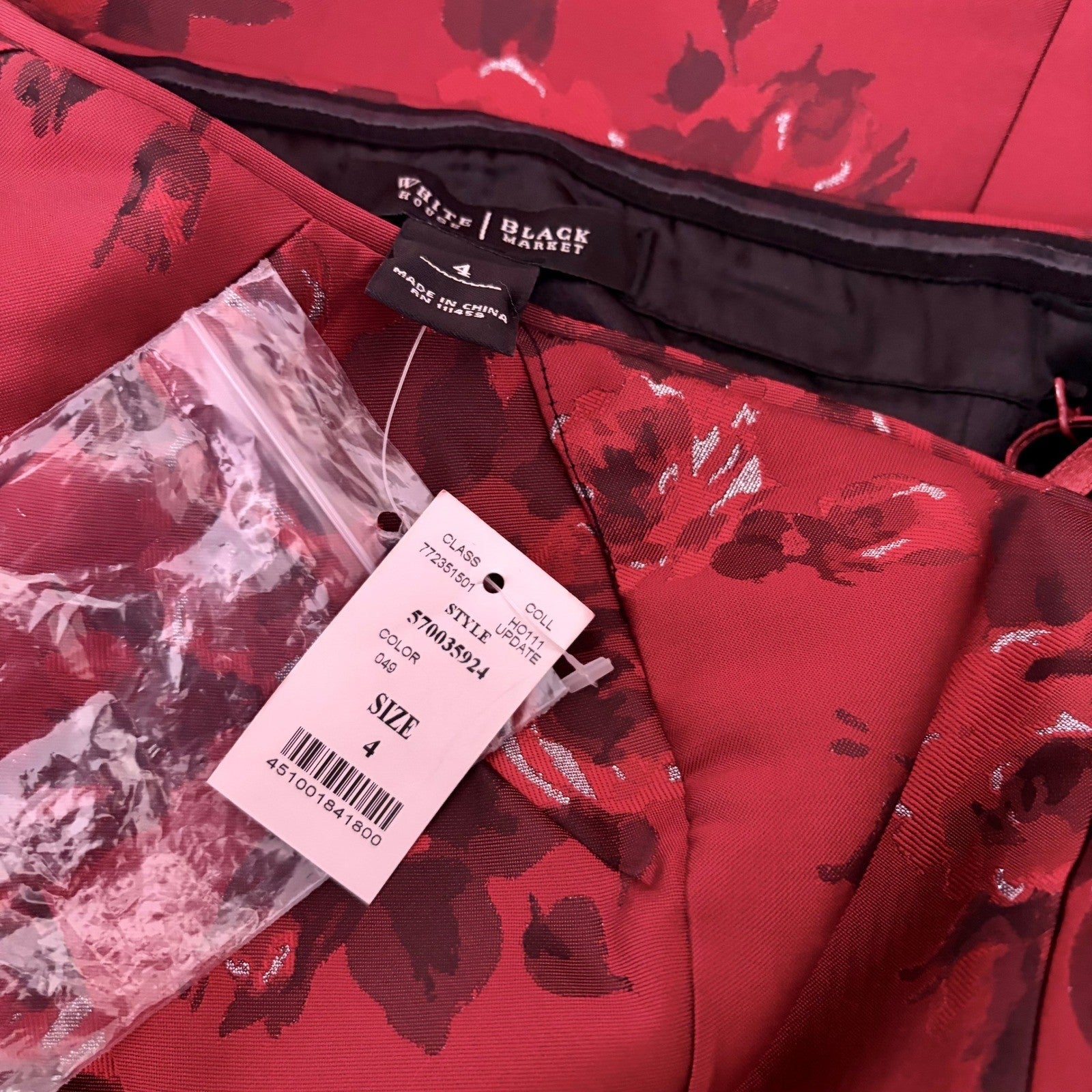 NWT!! WHBM Red Floral Sheath Dress Convertible White House Black Market Size 4