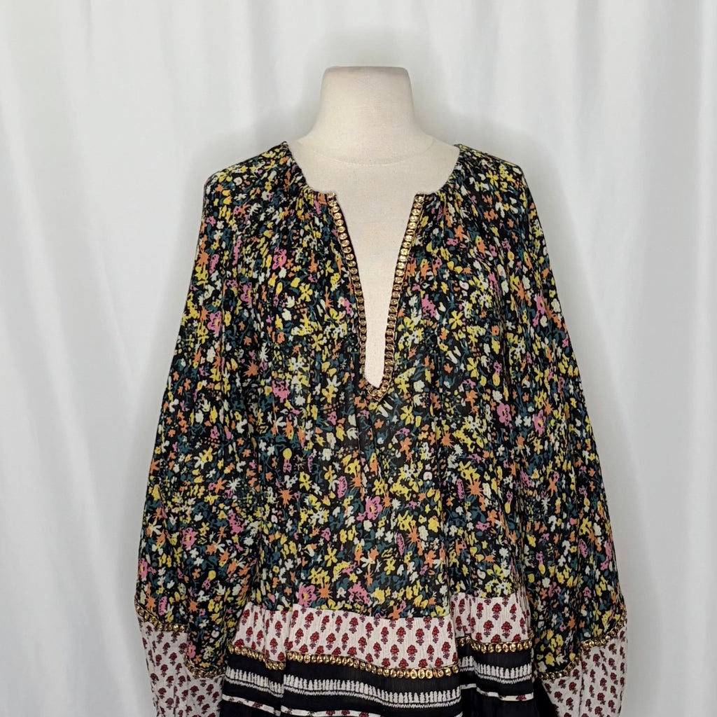 Revolve FREE PEOPLE Gardenia Tunic Top Shirt Floral Boho Festival Flowy Medium