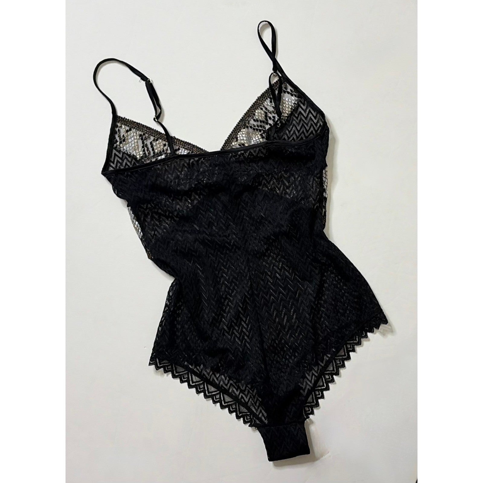 INTIMISSIMI Snake Charmer Embroidered Bodysuit Chevron Lace Lingerie Small