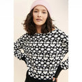 Anthropologie MAEVE Boat Bateau Neck Heart Print Sweater Pullover Knitwear Small