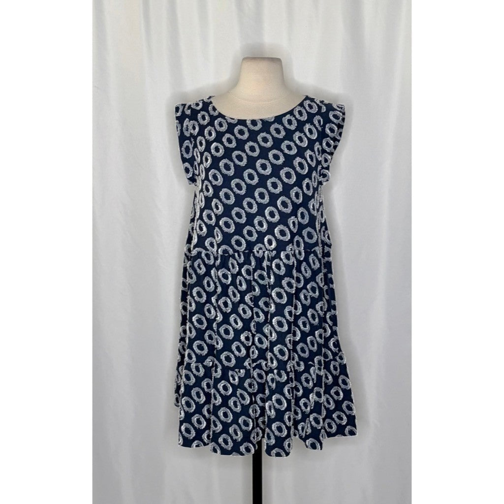 NWT!! Anthropologie MAEVE Lisanne Textured Tunic Tiered Dress Blue White X-Small