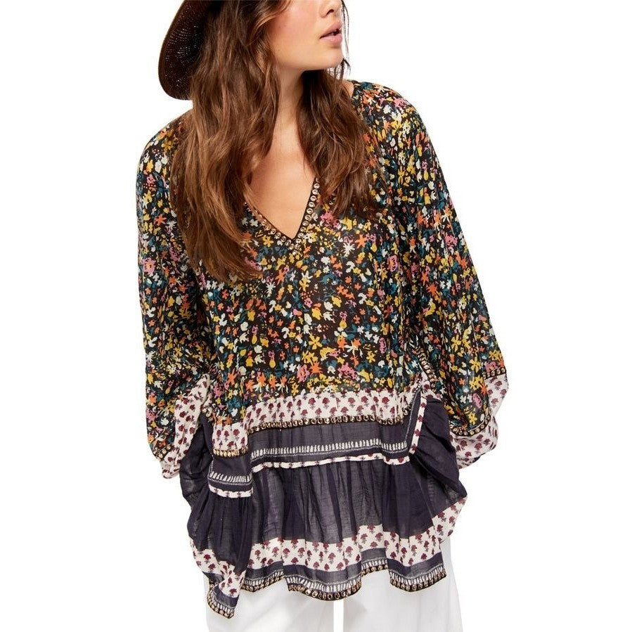 Revolve FREE PEOPLE Gardenia Tunic Top Shirt Floral Boho Festival Flowy Medium