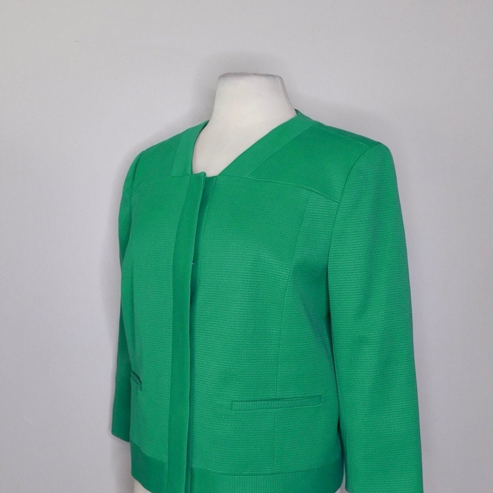 CLASSIQUES ENTIER Kelly Green Blazer Jacket Snap Closures Windowpane Large