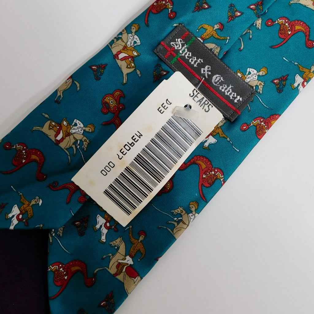NWT!! Vintage SHEAF & CABER Men's Italian Silk Necktie Neck Tie Warriors Horses