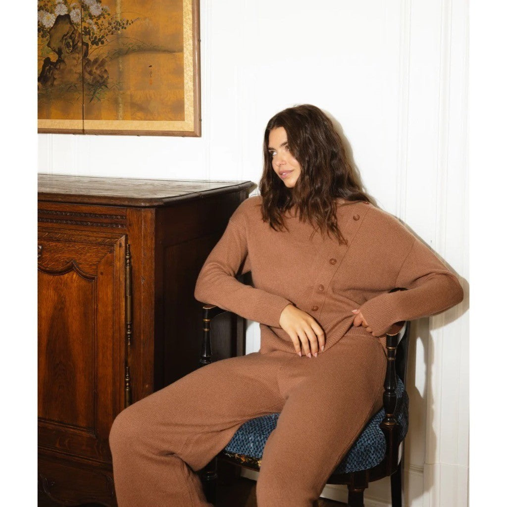 SUMMERSALT The Luxe Cashmere Wool Sweater Button Detail Knit Pullover Medium