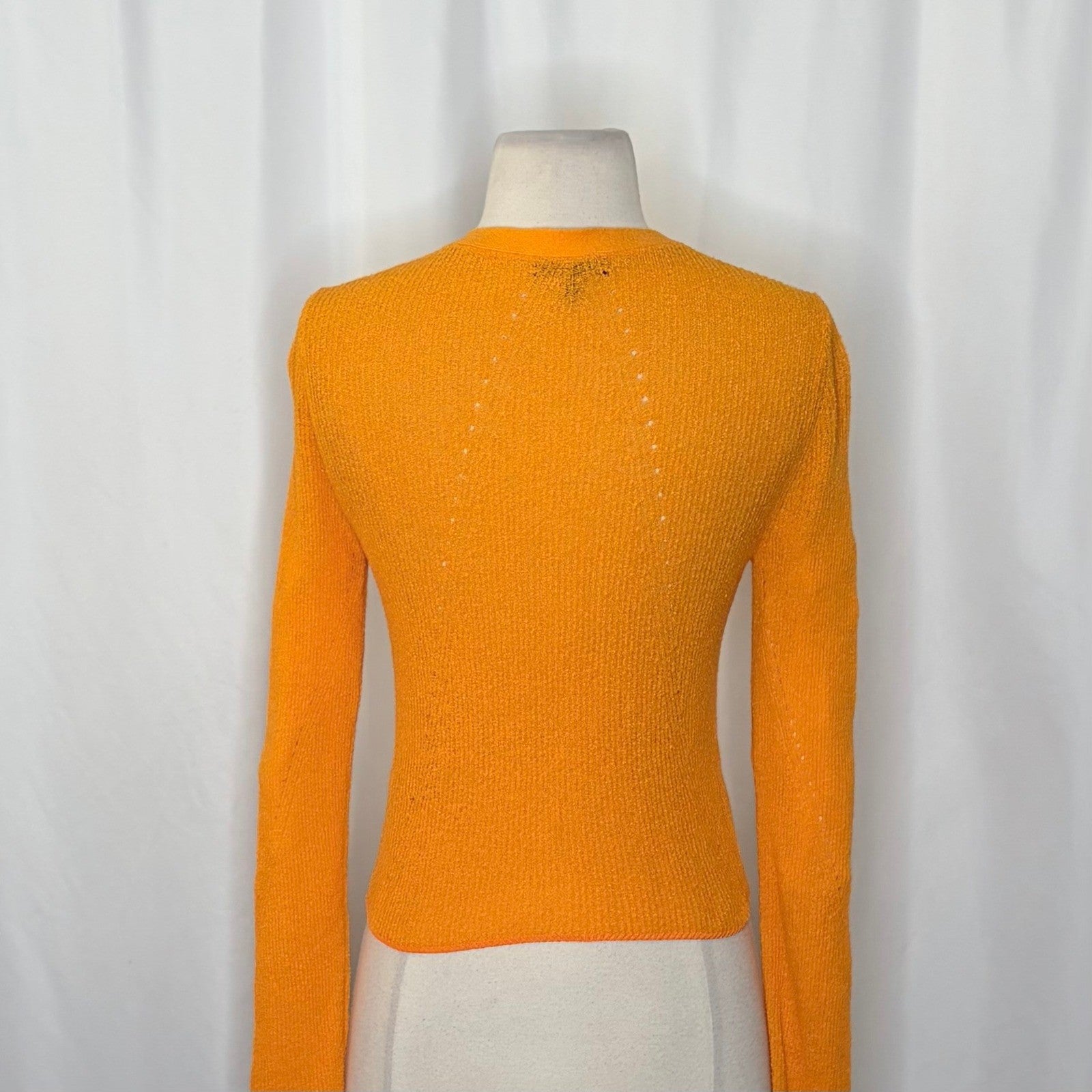 RAG & BONE Soleil Ribbed Cotton-Blend Cardigan Sweater Marigold Orange Small