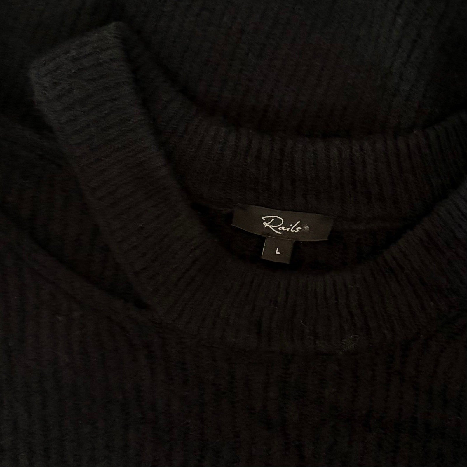 RAILS Alexi Cutout Sweater Solid Black Ribbed Pullover Knitwear Large