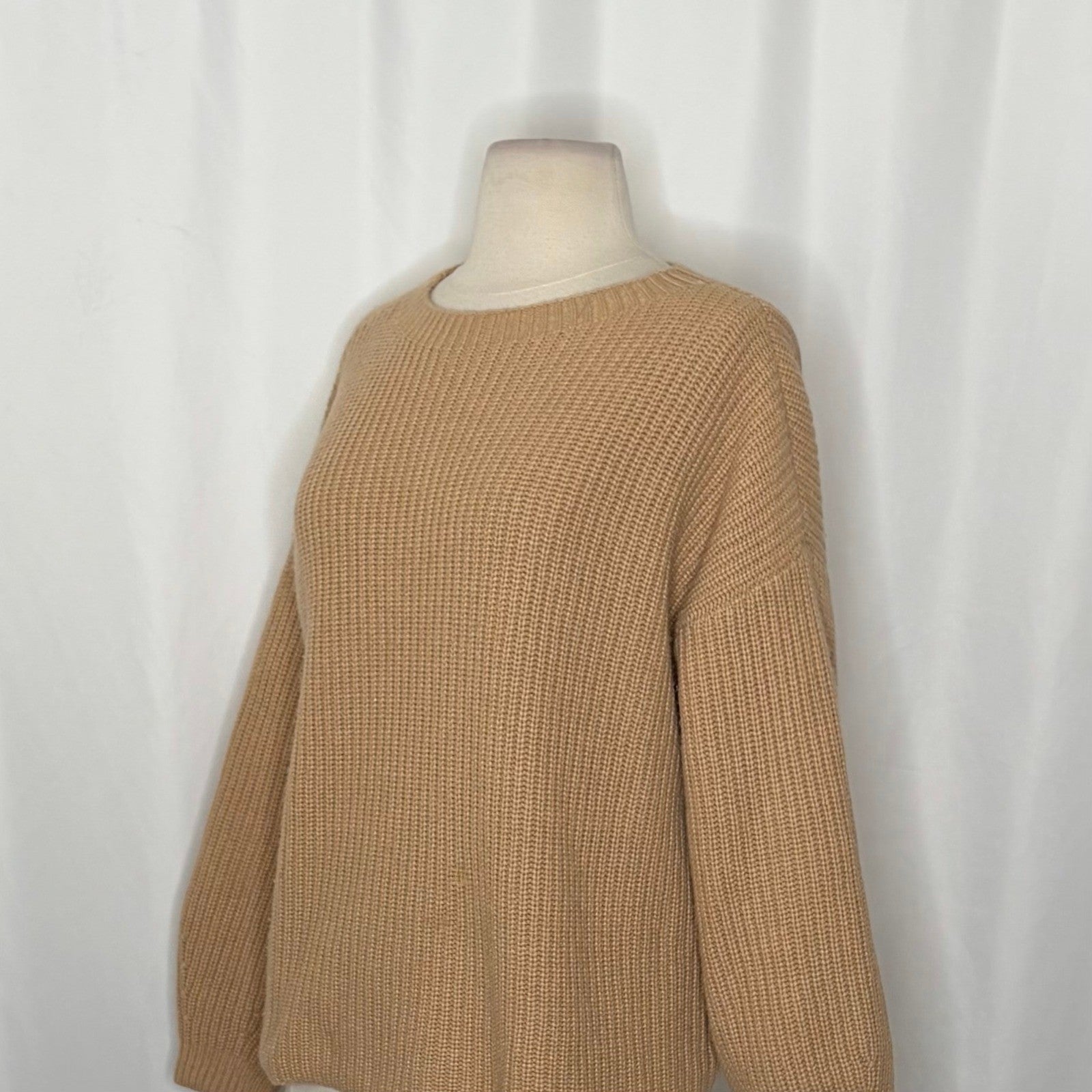 EILEEN FISHER Cashmere Round Neck Pullover Ribbed Shaker Knit Sweater Small