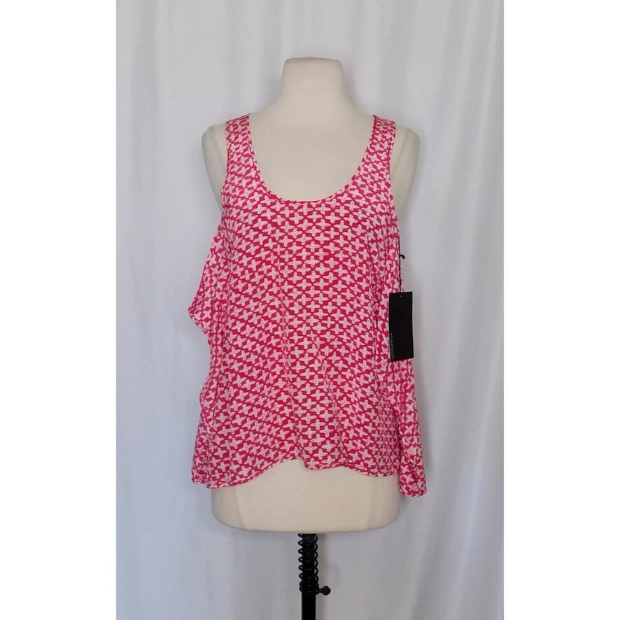 NWT!! THAKOON Addition Silk Printed Tank Top Geranium Pink White Size 2