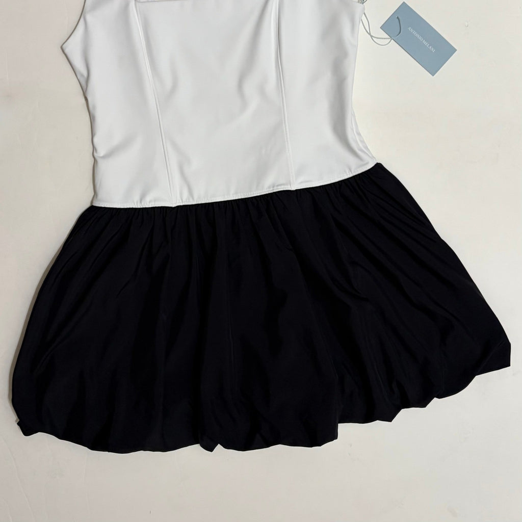 NWT!! ANTONIO MELANI Active Two Tone Bubble Hem Dress Mini Black White Large