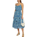 RHODE Lea Belted Floral Printed Cotton-Poplin Midi Dress Blue Vacation X-Small