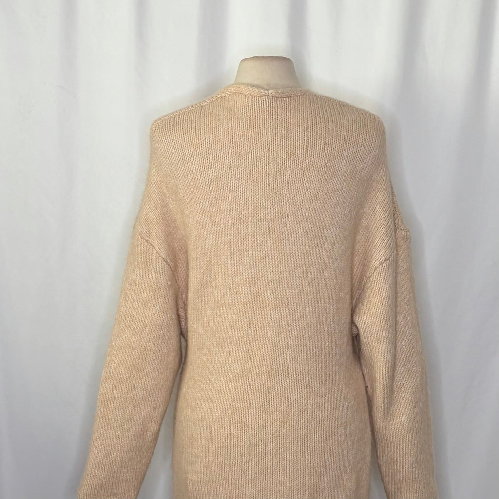 ZARA Alpaca Knit Midi Dress Light Tan Sand Coastal Blogger Favorite Medium