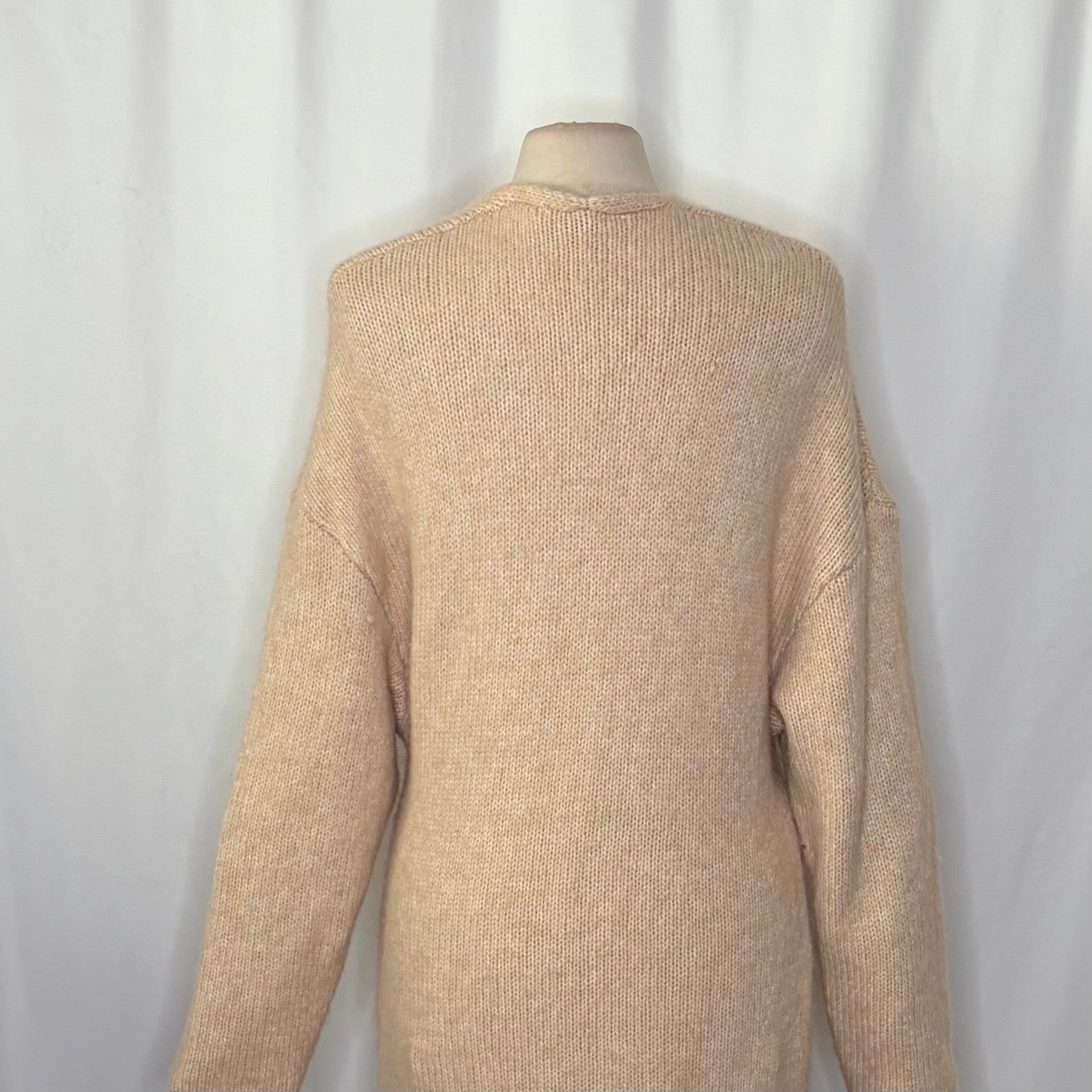 ZARA Alpaca Knit Midi Dress Light Tan Sand Coastal Blogger Favorite Medium