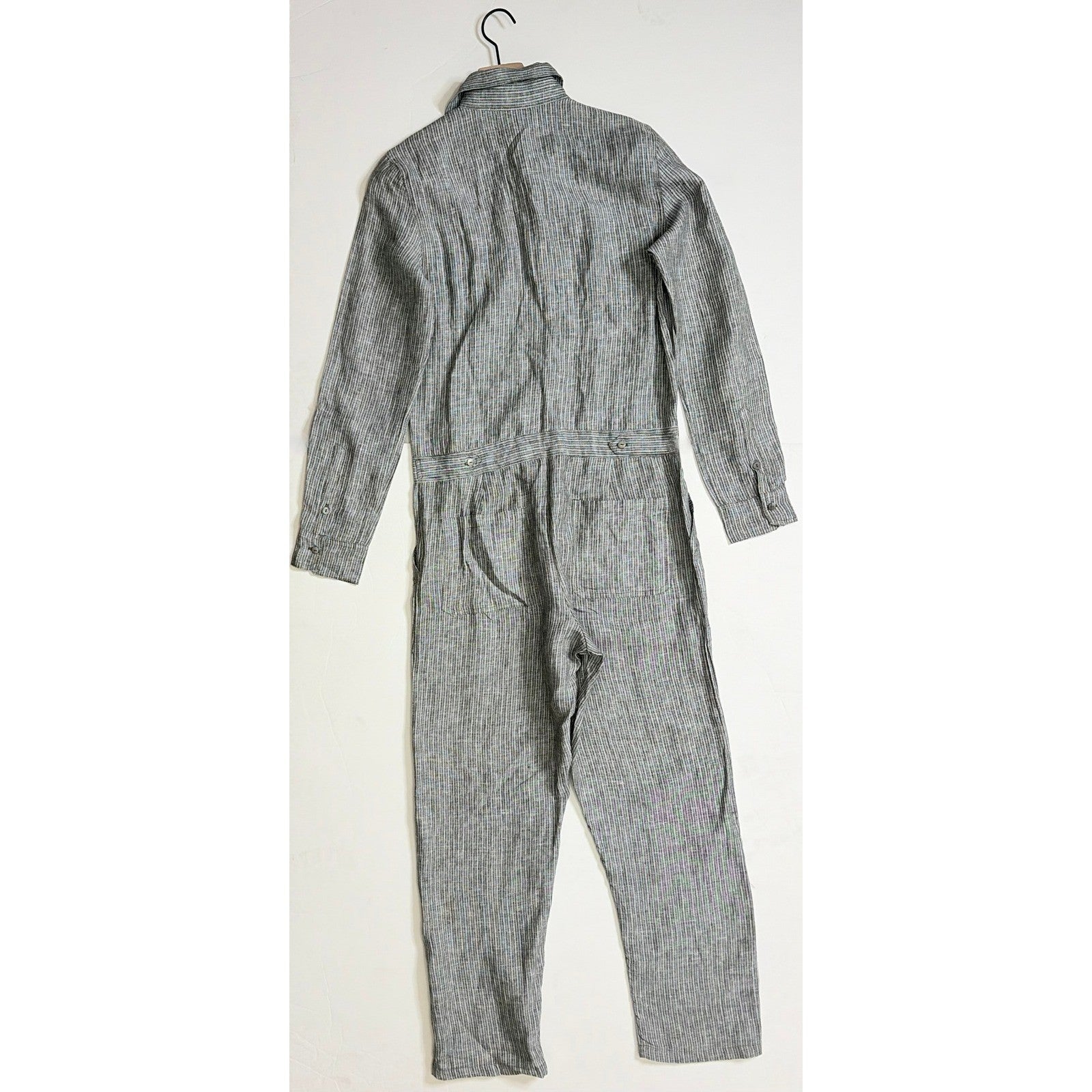 CLEOBELLA Nysa Striped Jumpsuit Tapered Legs Green Utility Cotton Preppy Small