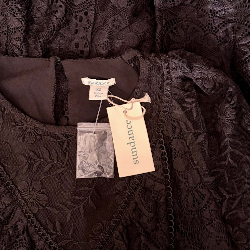 NWT!! SUNDANCE Brynlee Dress Black Floral Lace Coquette Romantic Lacey X-Small