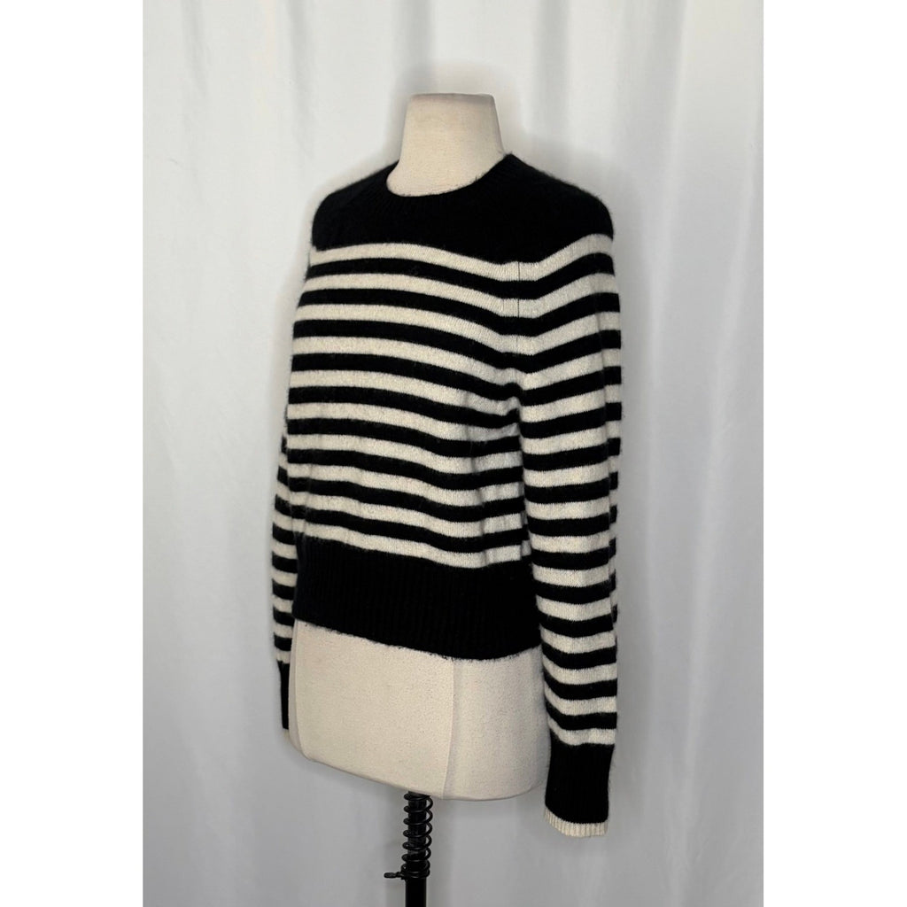 EVERLANE The Boxy Crew in Cashmere Black White Striped Pullover Sweater Small