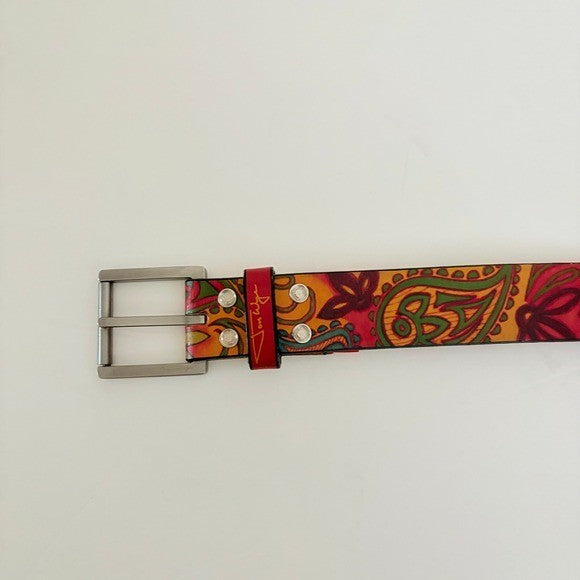 Unisex JON WYE Leather Paisley Belt Western Retro Made in USA Men Women 46"