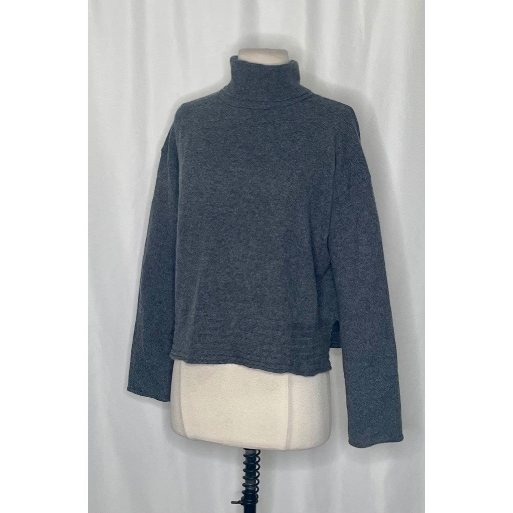 Inhabit NHBT Cashmere Rib Hem Turtleneck Sweater Charcoal Gray Size P X-Small