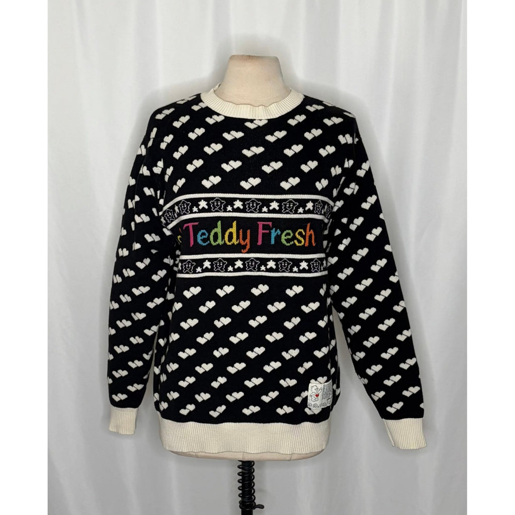 TEDDY FRESH x Care Bears Collab Sweater Hearts Pullover Knit Rainbow Large
