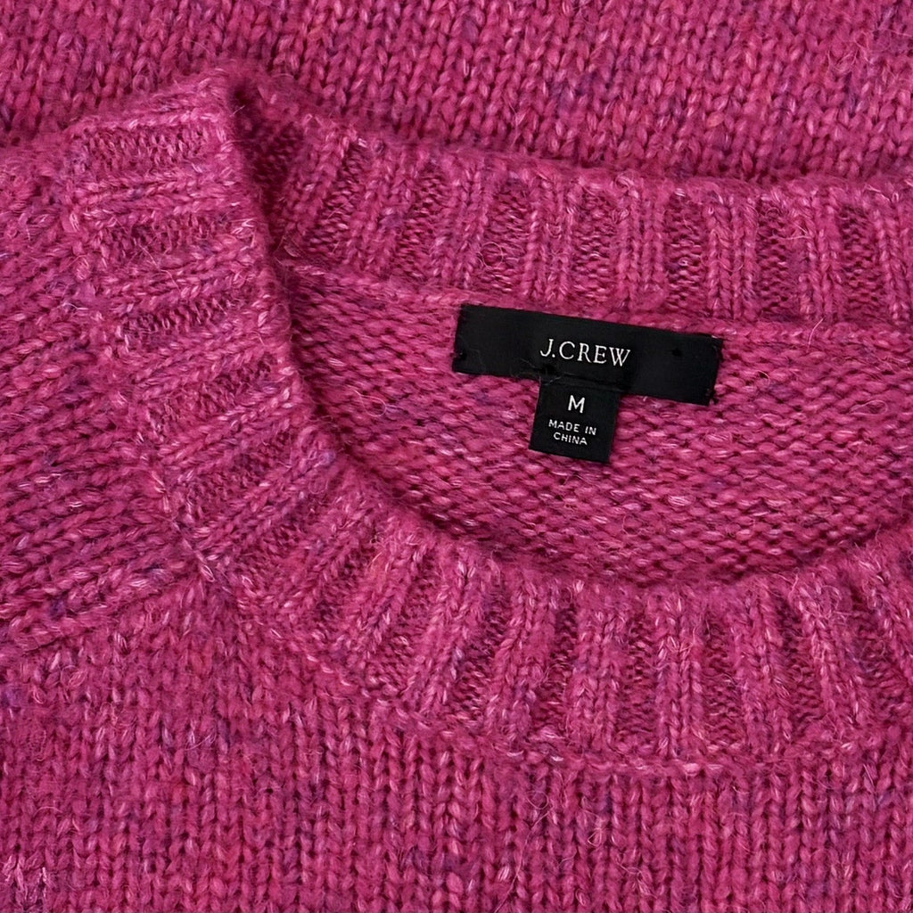 J. CREW Alpaca Blend Crewneck Sweater Pink Merino Wool Heathered Fuchsia Medium