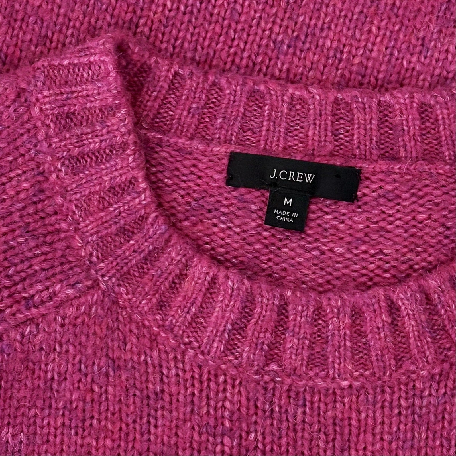 J. CREW Alpaca Blend Crewneck Sweater Pink Merino Wool Heathered Fuchsia Medium