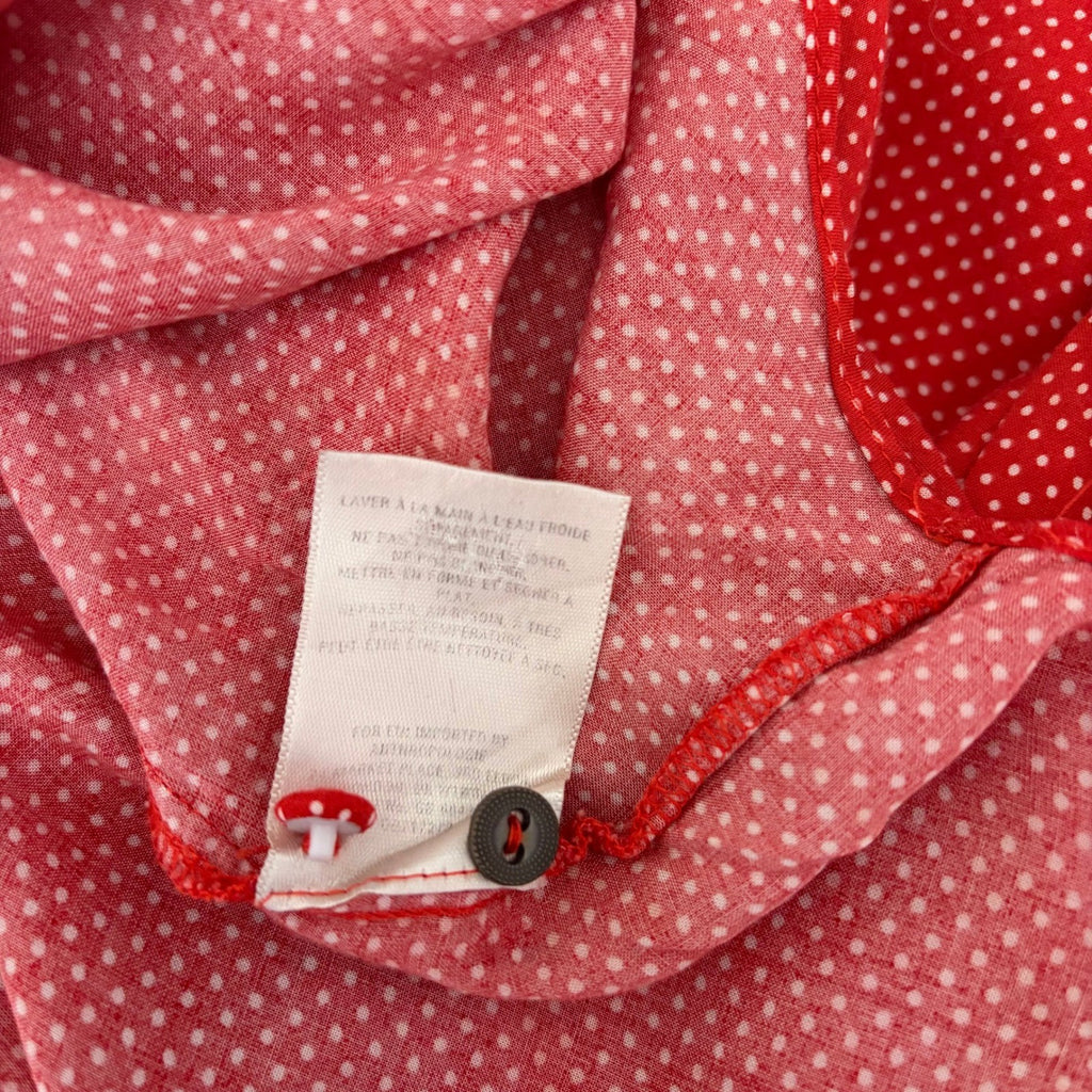 Anthropologie MAEVE Matilda Buttondown Tie Waist Red Polka Dot Swiss Dot Large