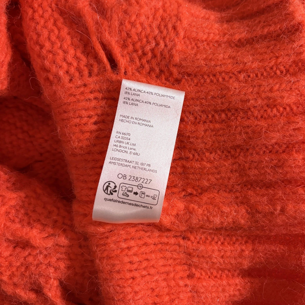 NWT!! FREE PEOPLE Clementine SoftSpun Cable Knit Pullover Solid Orange Large