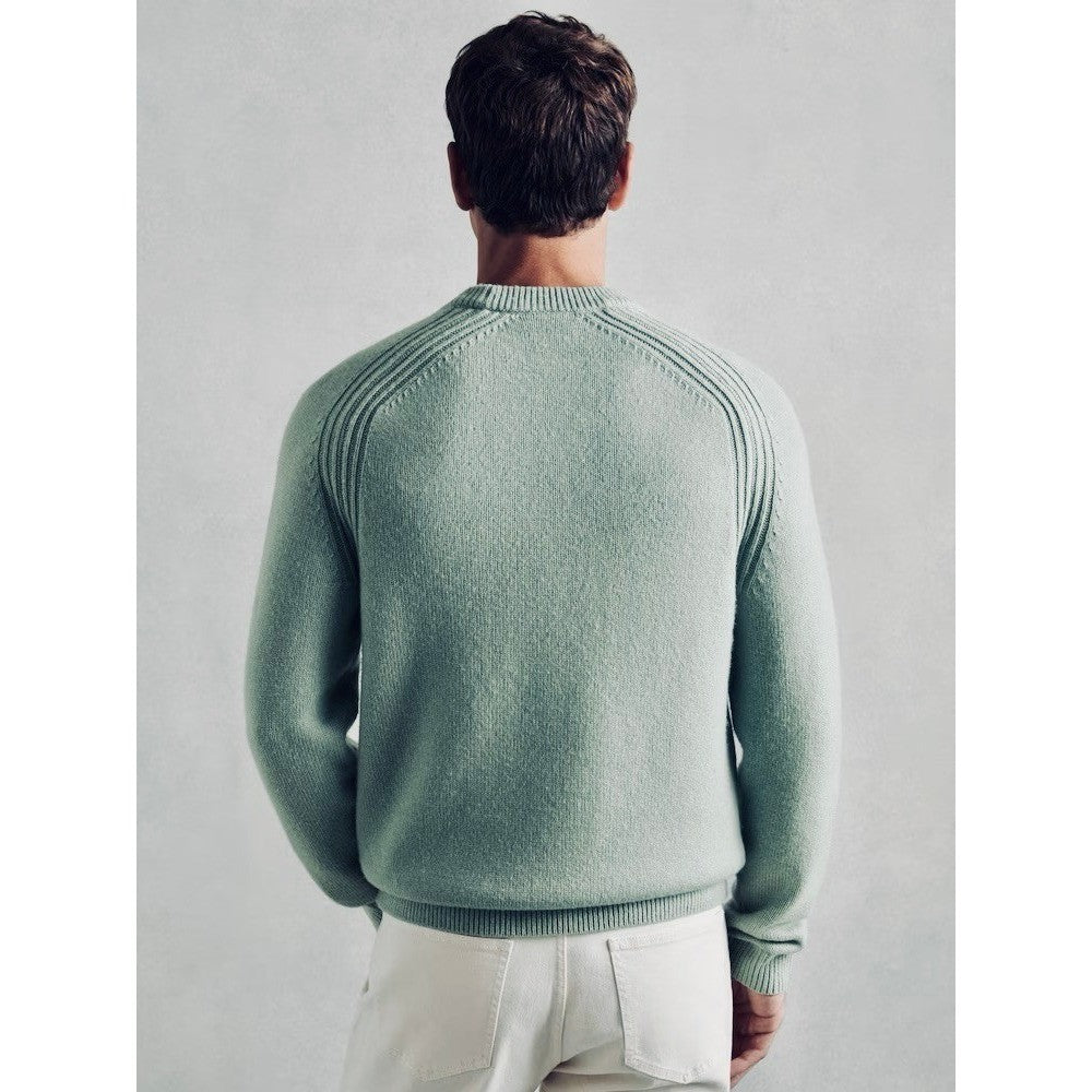Men's REISS Sage Green Cloud Wool Raglan Sleeve Crew Neck Jumper Sweater Small
