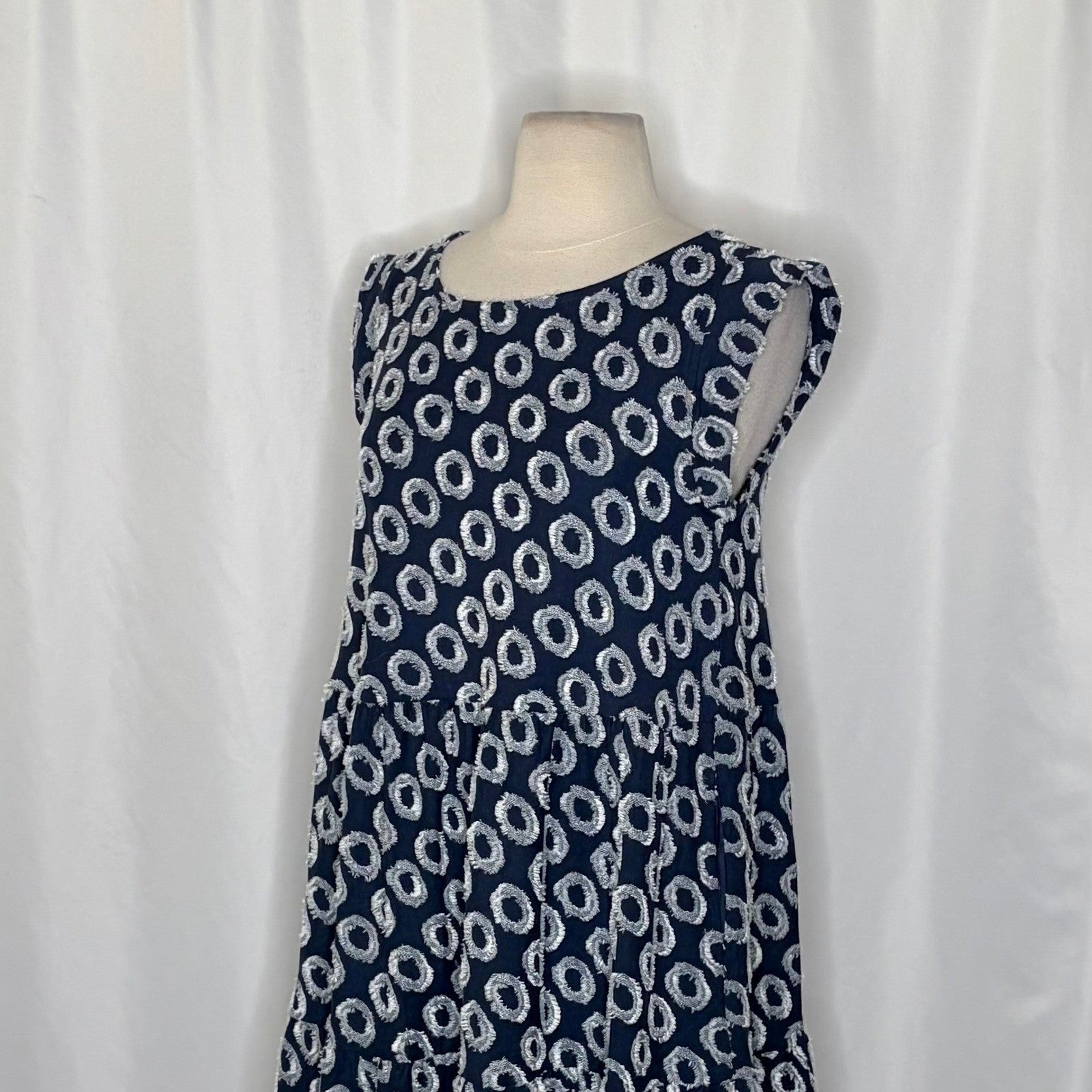 NWT!! Anthropologie MAEVE Lisanne Textured Tunic Tiered Dress Blue White X-Small
