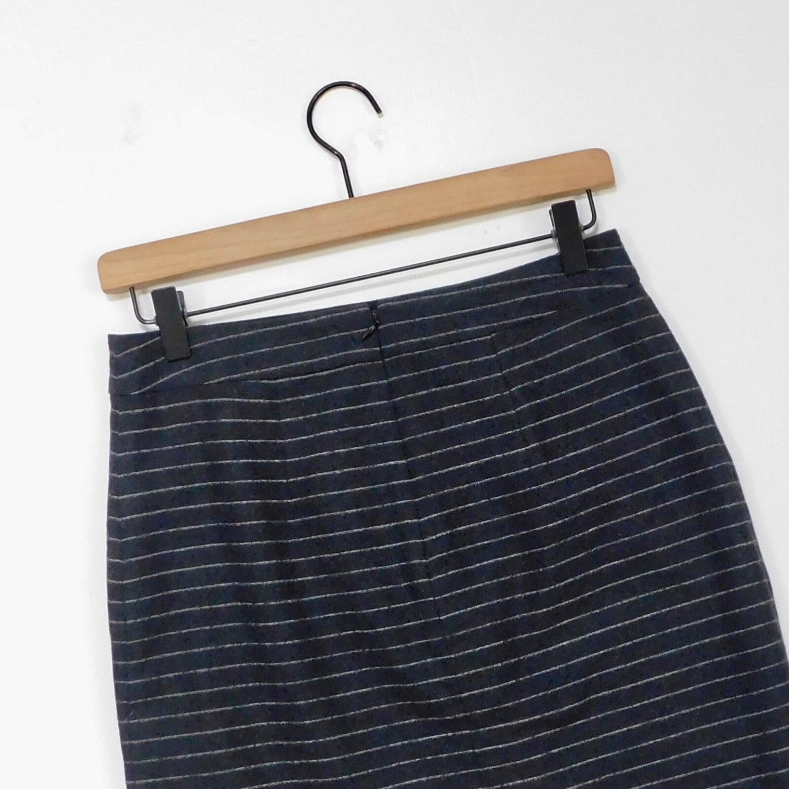 MADEWELL Wool Gray Striped Mini Skirt Academia Collegiate Faux Wrap Size 4