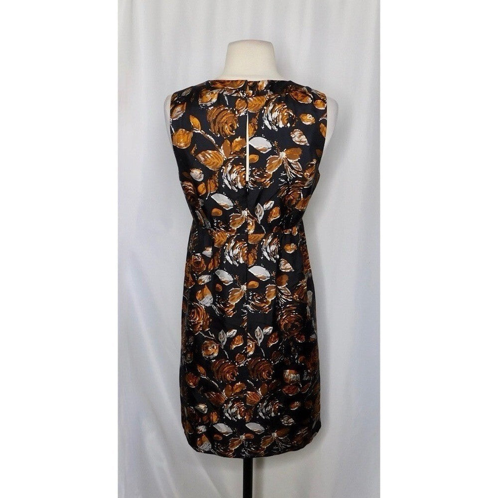 TIBI Floral Silk Dress Roses Retro Black Orange Empire Bodice Party Holidays 2