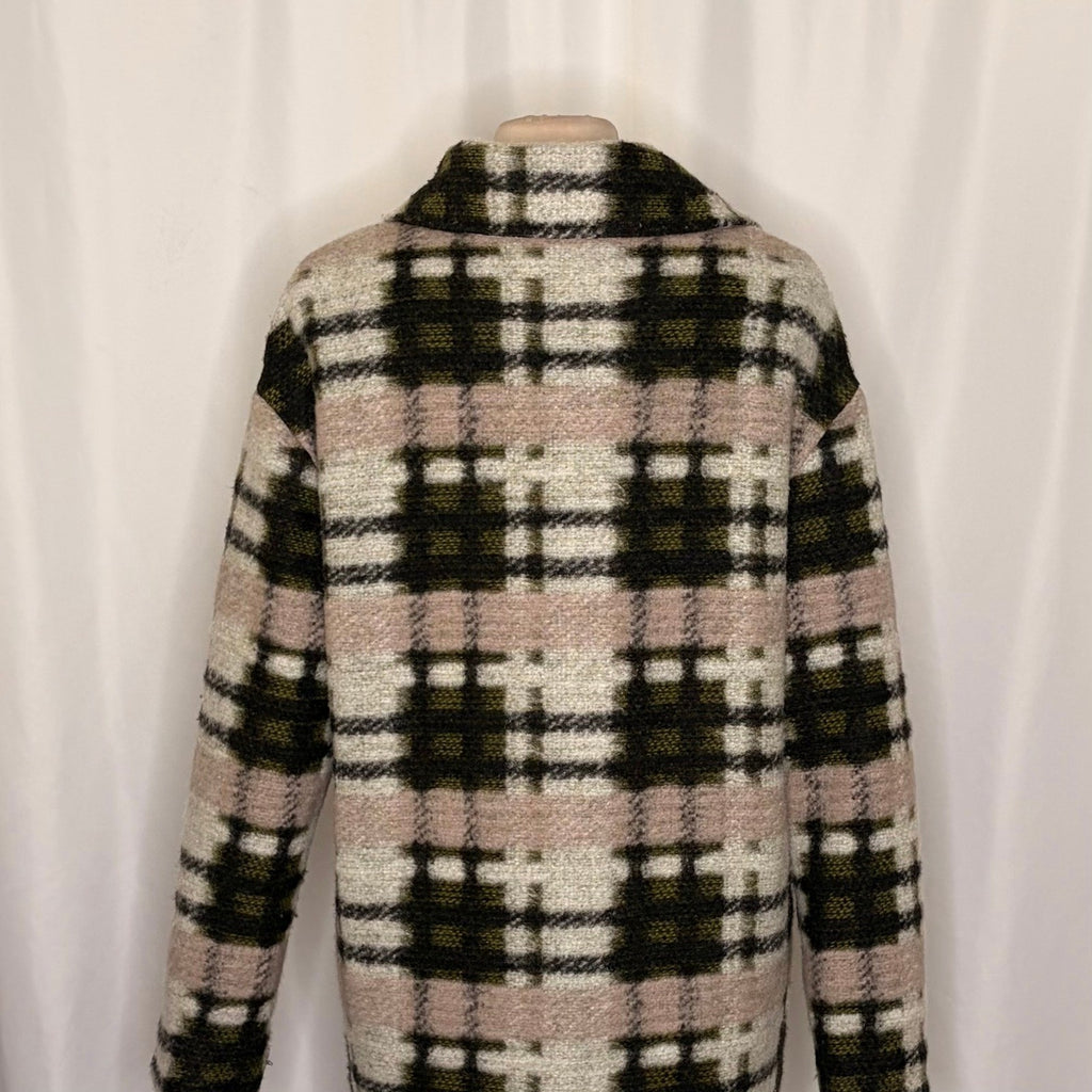 Anthropologie EVA FRANCO Dean Plaid Coat Wool Blend Pockets Double Breast Small