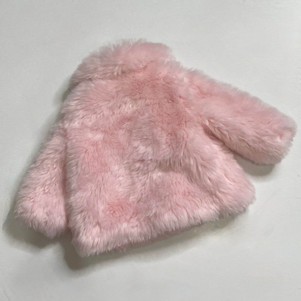 Girls JANIE AND JACK Pink Faux Fur Coat The Flute Line 2020 12-18 Months