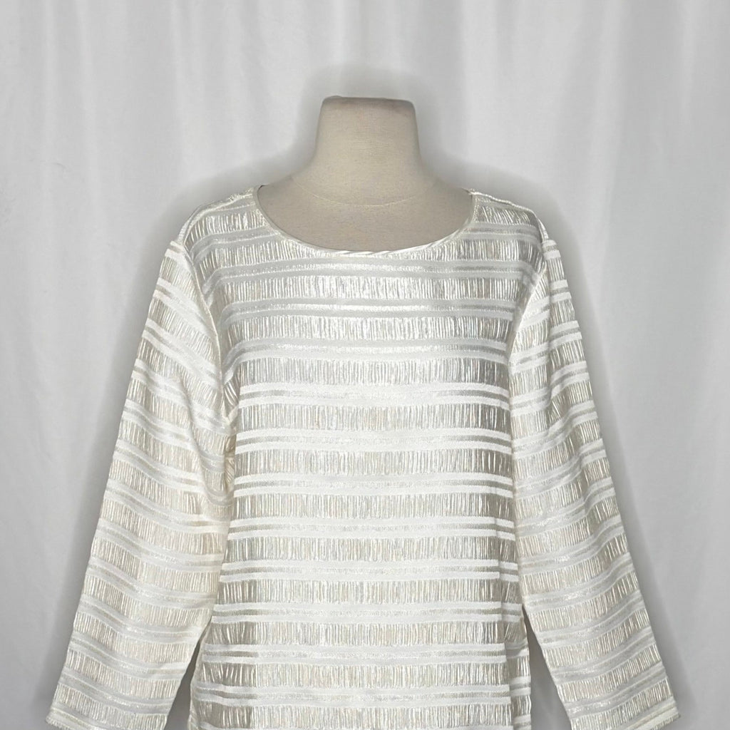 REISS Mandy Pleat-Detail Top Blouse White Solid Pullover Chic Professional Large