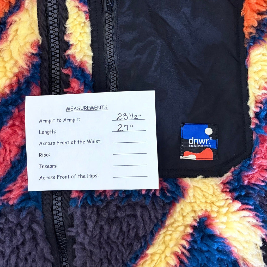 Men's ZARA DNWR Patterned Fleece Vest Teddy Sherpa Pockets Outdoors X-Large