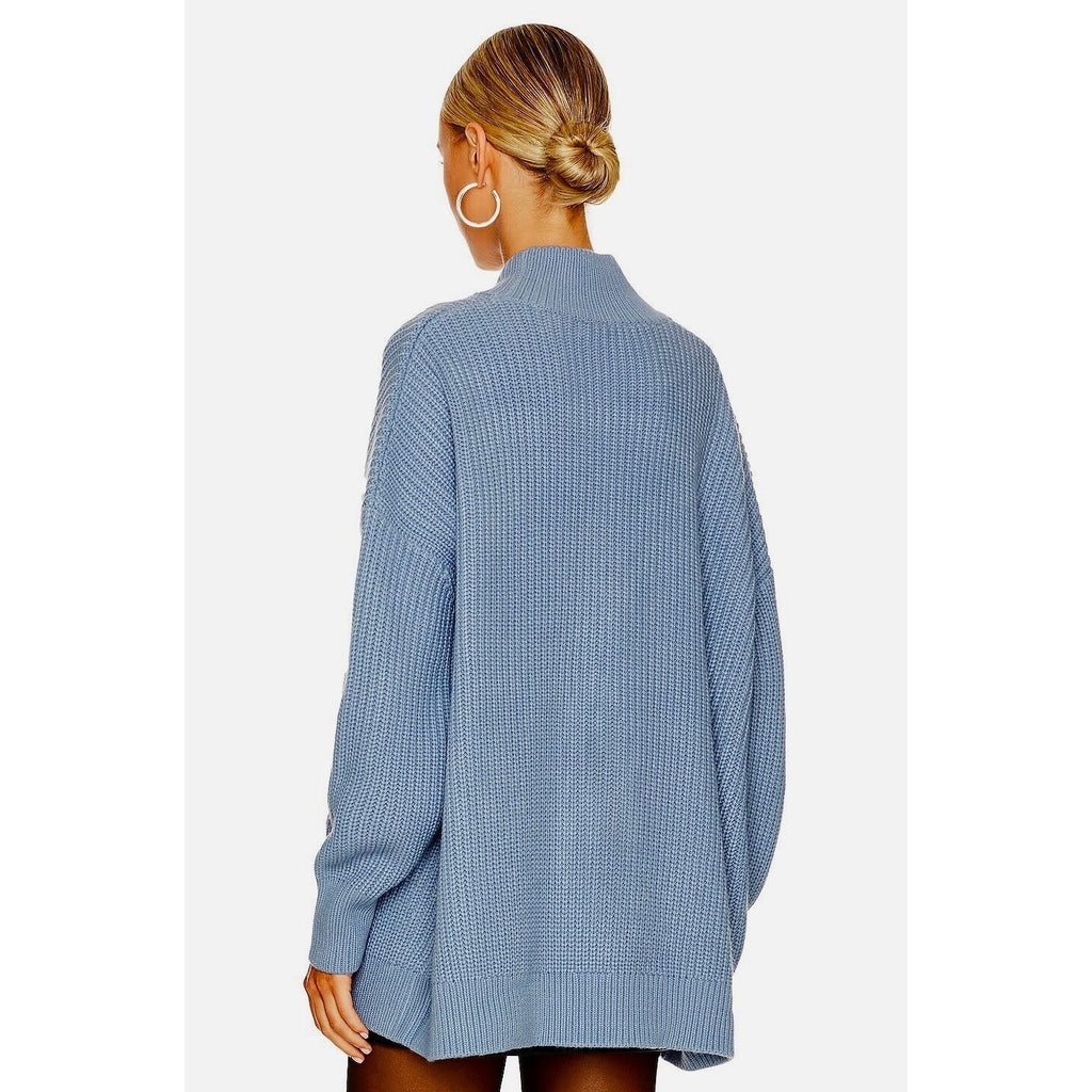 WEWOREWHAT Oversized Cardigan Sweater Chunky Knit Storm We Wore What One Size