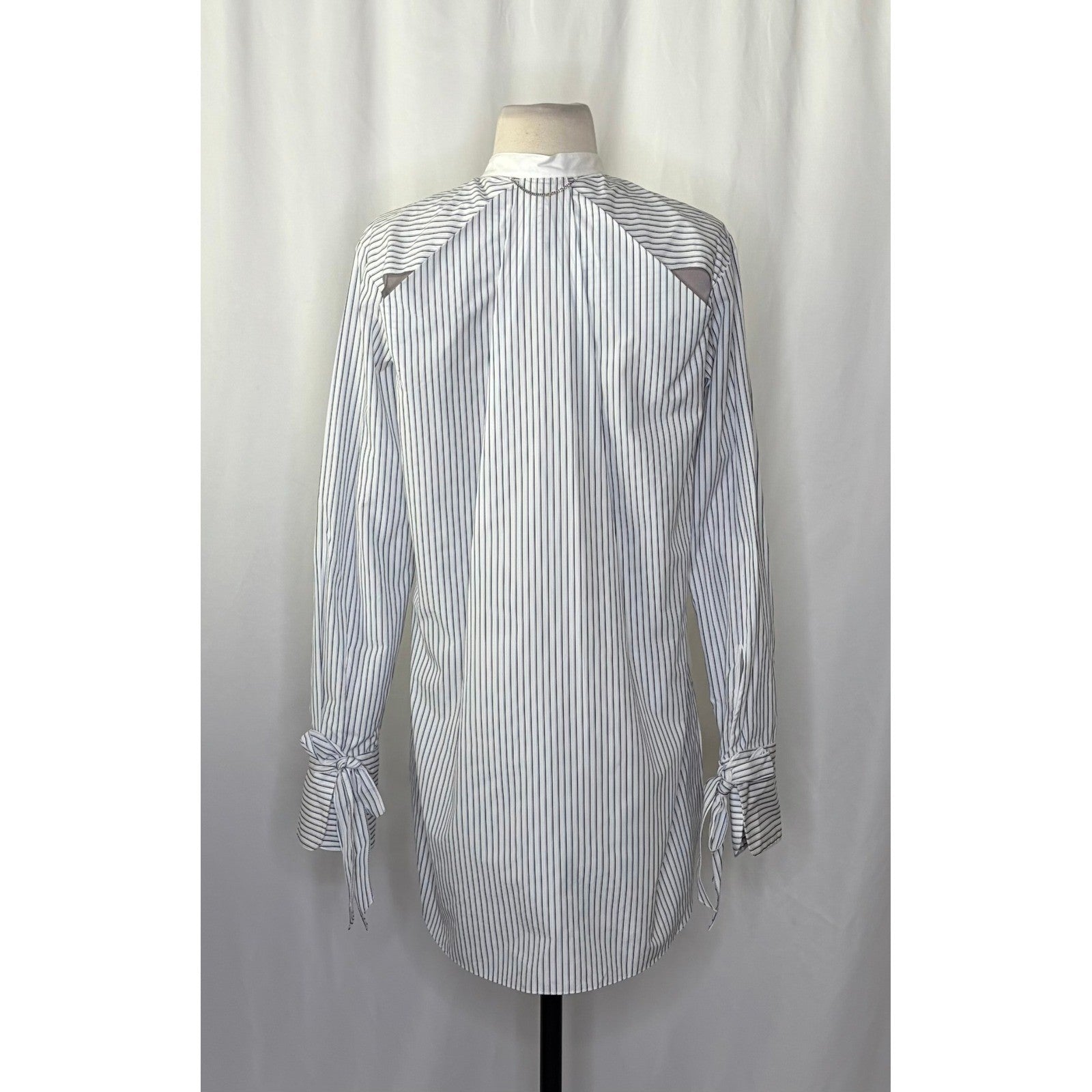 RAG & BONE Dylan Silk Tie Sleeve Striped Blouse Blue White Popover Poplin Small
