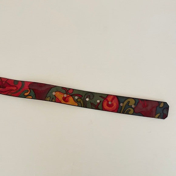 Unisex JON WYE Leather Floral Belt Western Retro Made in USA Men Women 46.5"