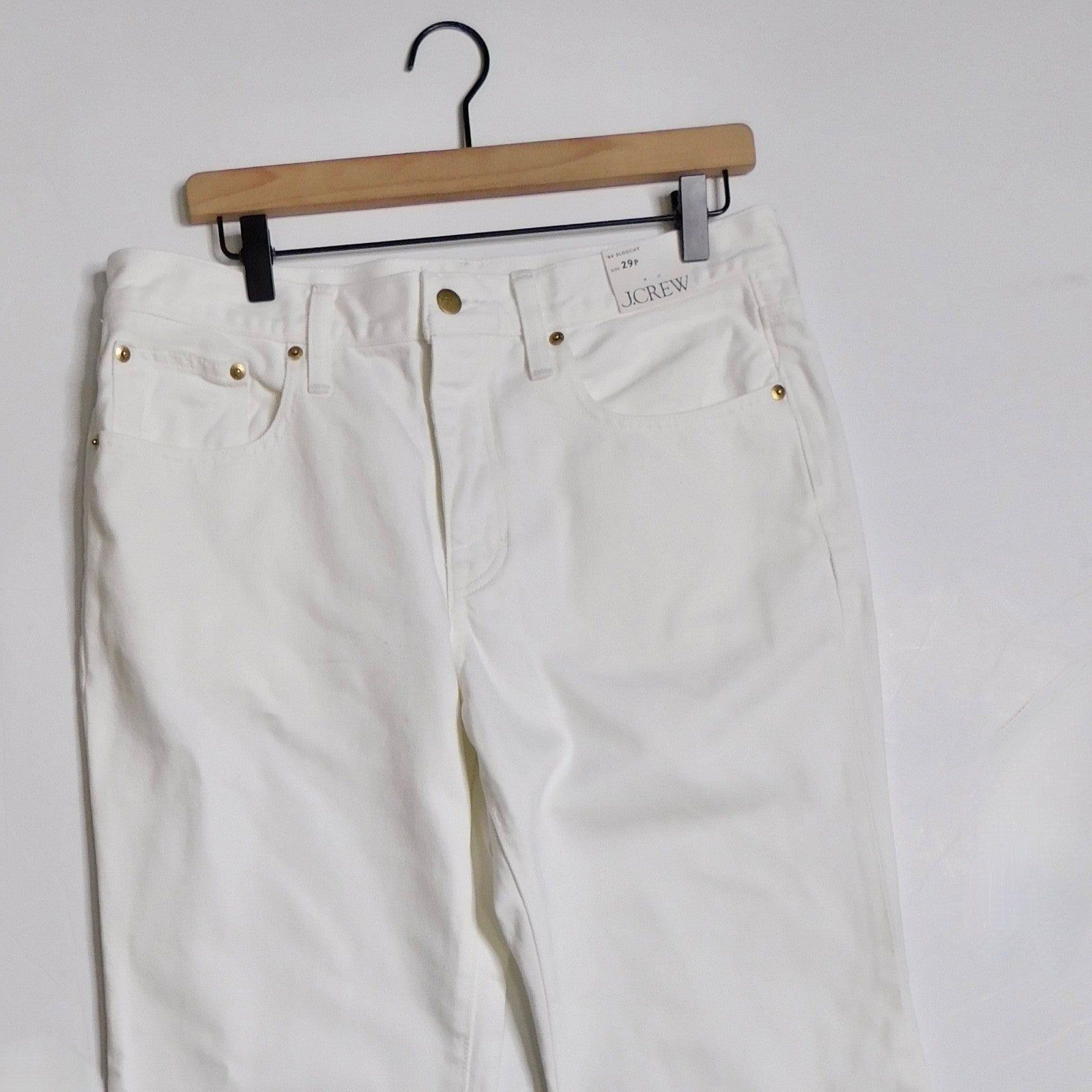 NWT!! J. CREW Petite Slouchy Jeans Solid White Denim Button Fly 29P 29 Petite