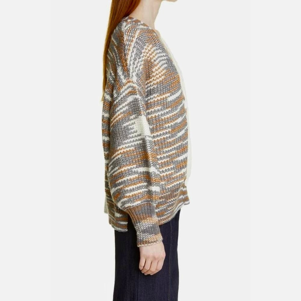 CINQ A SEPT Anabella Chunky Knit Cardigan Sweater Colorblock Space Dye Small