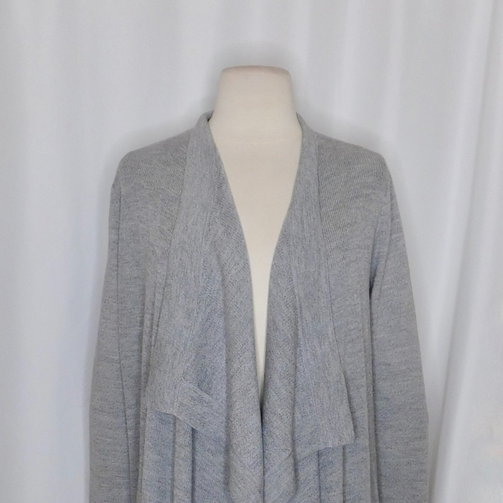 THEORY Winxie Gray Ribbed Knit Draped Cardigan Sweater Merino Wool Small