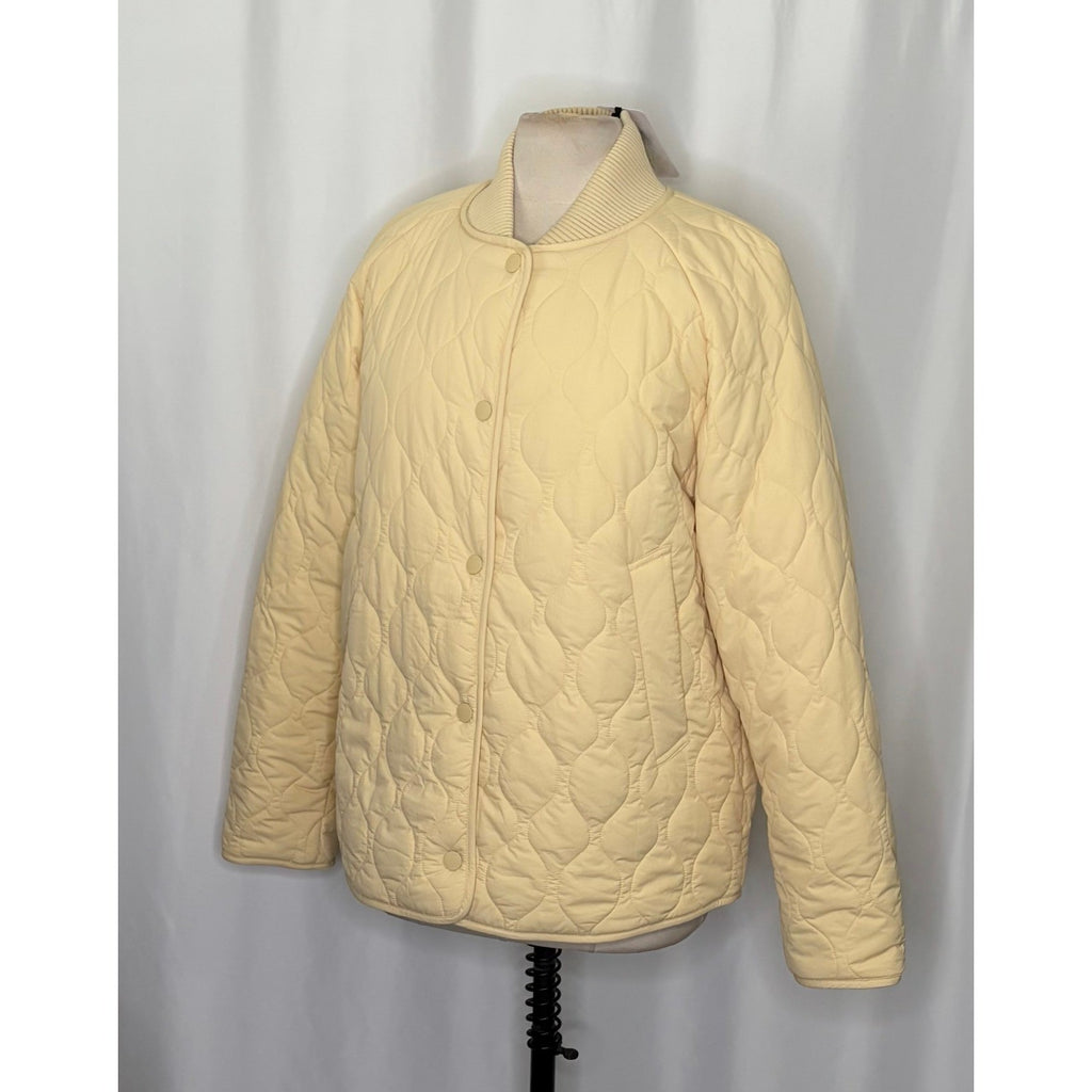 NWT!! VARLEY Luca Quilted Jacket Solid Reed Yellow Bomber Snaps Solid Medium