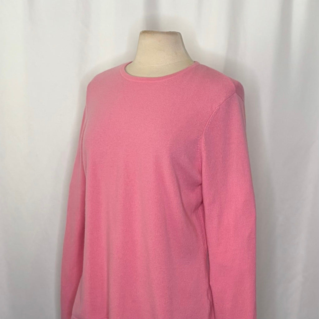 LANDS' END Pink Cashmere Pullover Sweater Solid Knitwear Preppy Barbie Large