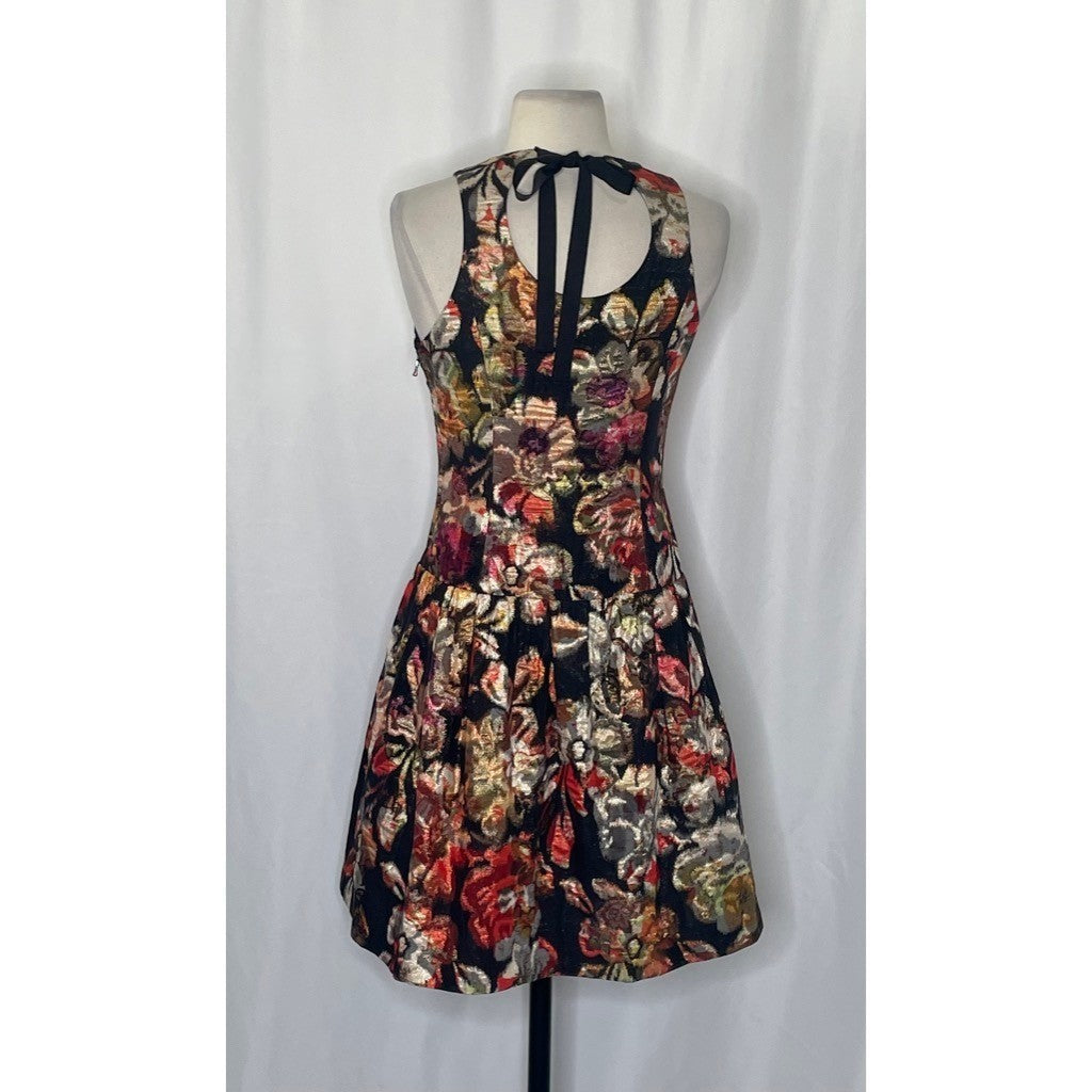 Anthropologie LEIFSDOTTIR Adelita Floral Brocade Metallic Dress Party Size 2